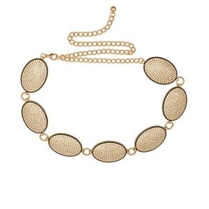 Pave Rhinestone Oval Link Belt